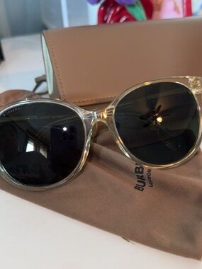 Burberry Clear Translucent Frame Sunglasses with Black Lenses